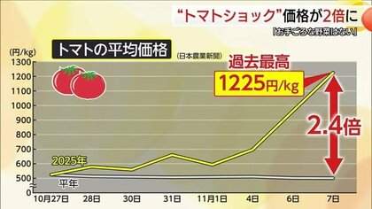 「トマトショック」の激震は家計にも…「お手頃な野菜はない」価格は平年の２．４倍で過去最高（鳥取市）