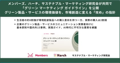 メンバーズ、サステナブル・マーケティング研究会と共同で「グリーン マーケティング ガイドライン」を公開。グリーン製品・サービスの環境価値を、市場創造に変える「攻め」の指針を明示