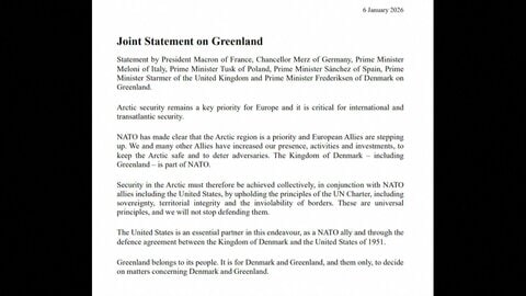 グリーンランドめぐりヨーロッパ7カ国が共同声明　アメリカにけん制、NATO連携も強調