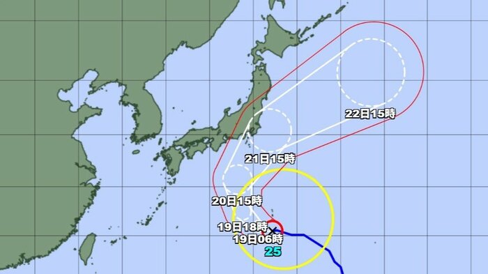 台風25号の進路予想図　気象庁HPより