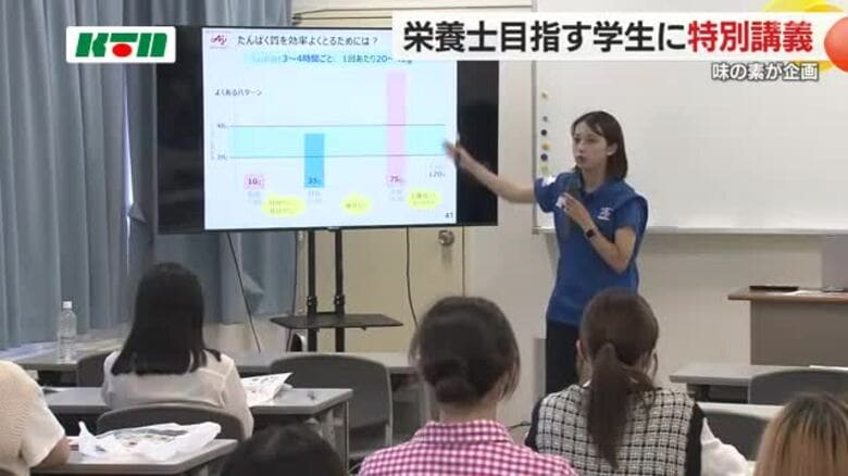 栄養士目指す学生に大手食品メーカーが講義　トップアスリートを食でサポート　栄養バランスなど学ぶ｜FNNプライムオンライン