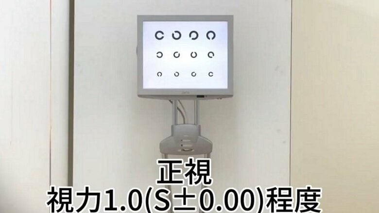 視力1.0の見え方　5m先のランドルト環もはっきり（提供：坂田頼彦店主）