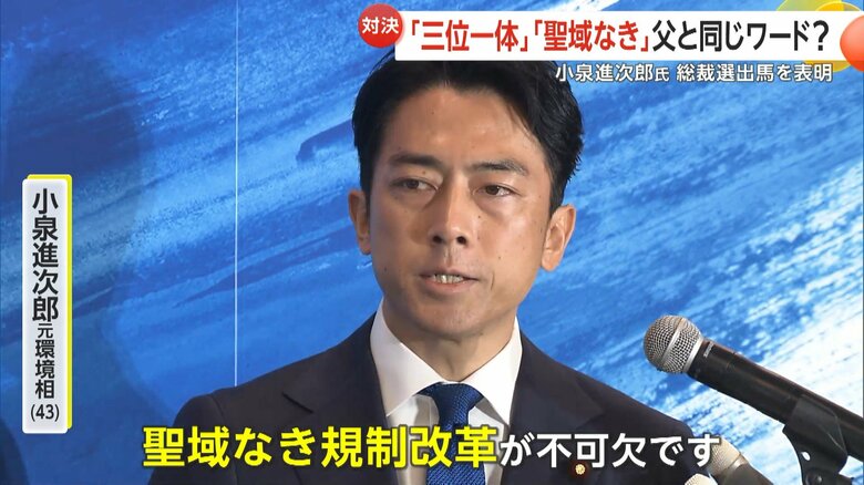 父・純一郎元首相が多用した言葉を使い政策をアピール