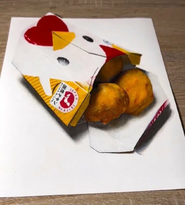 「からあげクン」を色鉛筆で描いてみた