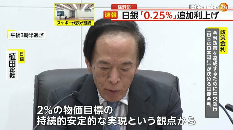 政策金利の引き上げについて、理由を述べる日銀の植田総裁