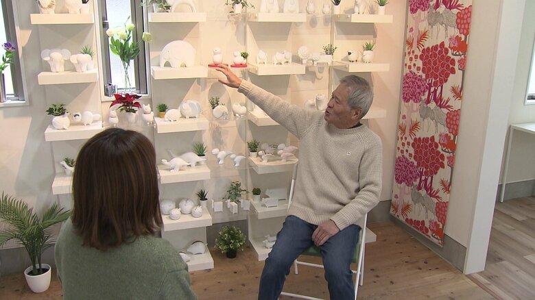 白磁の動物たちは山下行男さんが手掛ける