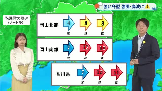 【光岡気象予報士のお天気解説】１月２９日（木）のポイント「冬型強まる　強風に」【岡山・香川】