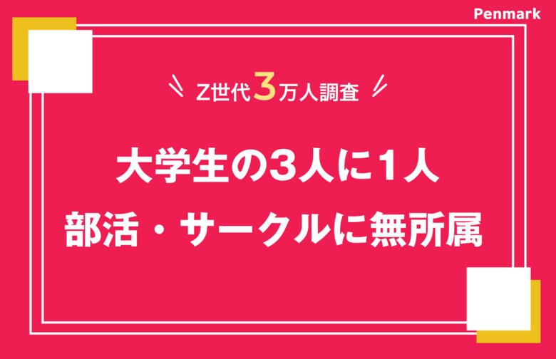 【Z世代3万人調査】部活・サークルに所属していない学生は約3分の1、コロナ禍から5.6%回復
