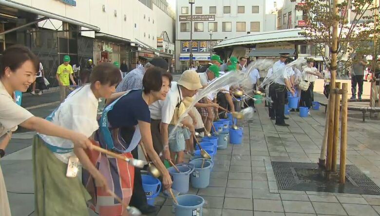 飯田市南信濃で37℃　長野県内5地点で猛暑日に　長野は13日連続　厳しい暑さの中、上田駅前では打ち水｜FNNプライムオンライン