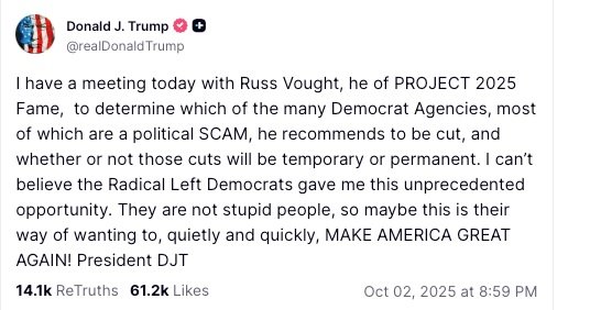 トランプ大統領のSNSより