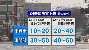 17-18日は警報級の大雪の恐れ…県内荒れた天気に 陸上でも最大瞬間風速25m予想 低気圧急速に発達