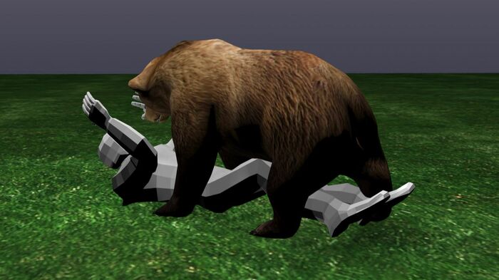 クマに襲われた様子を再現したCG画像