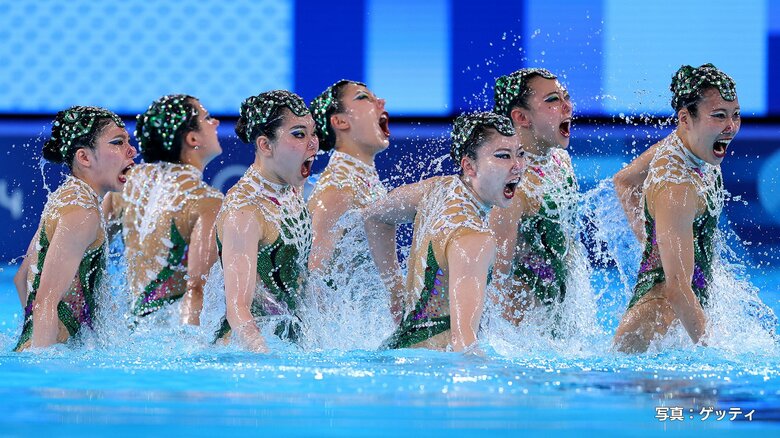 パリ五輪　アーティスティックスイミング　チームアクロバティックルーティンで日本は7位　総合5位で惜しくもメダルならず｜FNNプライムオンライン