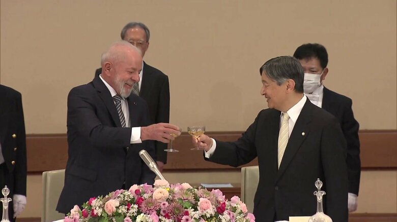 天皇皇后両陛下がブラジル大統領を歓迎する宮中晩餐会を6年ぶりに開催　愛子さまもポルトガル語交え歓談　和食好きの大統領夫妻のため初めて和食の前菜も｜FNNプライムオンライン