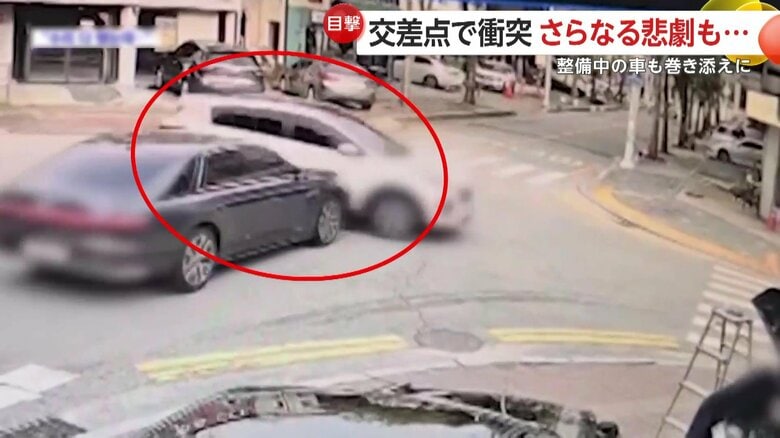 2台の車が二重事故を起こす瞬間（韓国・高陽市）③