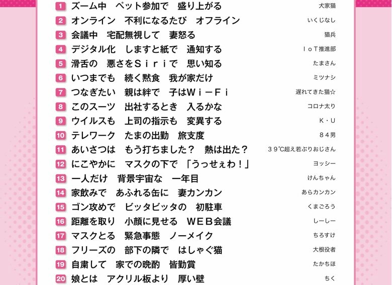 サラリーマン川柳“ベスト100”（提供：第一生命保険）
