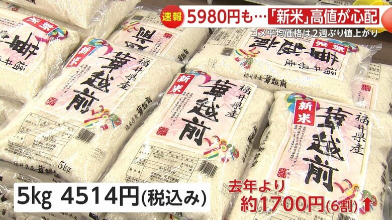 福井・坂井市では「ハナエチゼン」が5kg4514円（税込み）