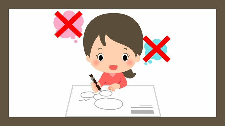 悪い思考を断ち切るため、とにかく指を動かす。とりあえず図解してみたり、線や丸をつけてみたりするのもオススメ