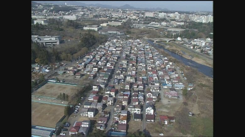 戦争被災者のために応急仮設住宅として整備された追廻住宅　