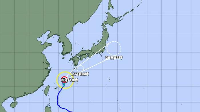台風8号の進路予想図　気象庁HPより