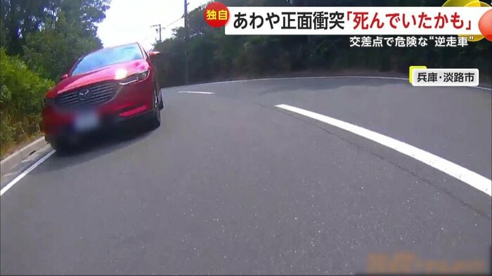 撮影者の前に突然現れた逆走車(提供:LA-VIXEN)