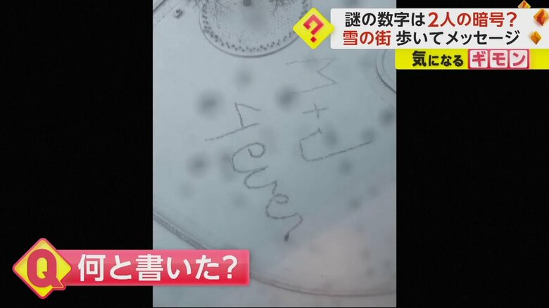 カナダの高層ビルから撮影された、雪の中を歩き続け描かれたメッセージ