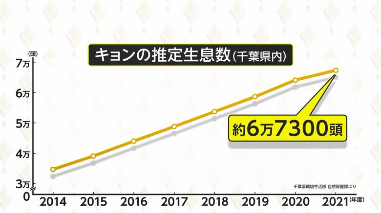 2014年度には約3万4700頭だったが、7年間で2倍近くに急増