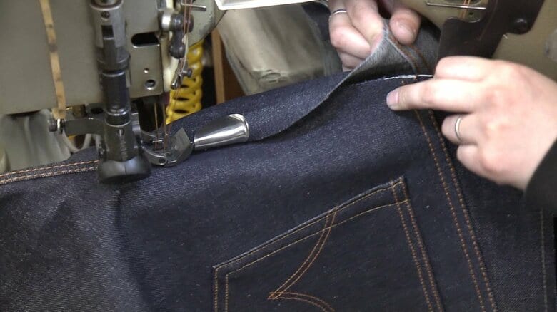 最も難しい工程といわれる“尻巻き縫い”