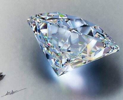 異次元すぎる」色鉛筆70本で描いた“ダイヤモンド”が美しい…立体感の 