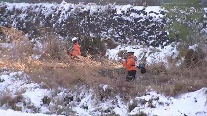 クマ対策　中津川河川敷で刈り払い　市民からの要望に応え　岩手県盛岡市