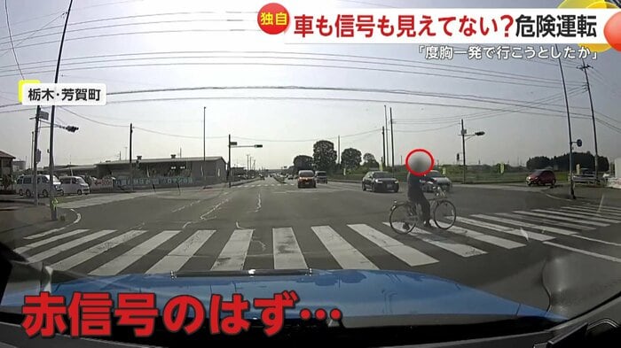 赤信号で横断歩道を渡る自転車(提供:@RedBull_FK7)
