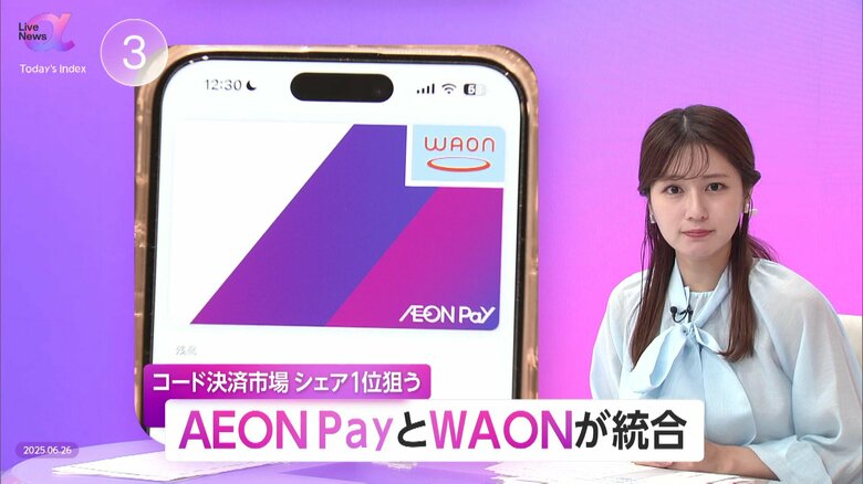 AEON Pay・WAON統合　コード決済とタッチ決済一体化で2030年度までにシェア1位目指す　「地域貢献型決済・物価高対策・生活インフラ連携」が軸｜FNNプライムオンライン