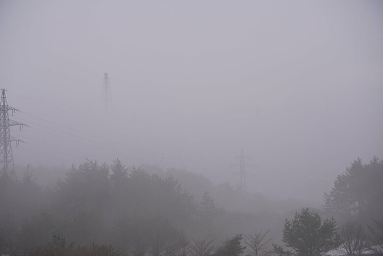 取材当日の「原子燃料サイクル施設」 あいにくの天気で全景は見えなかった