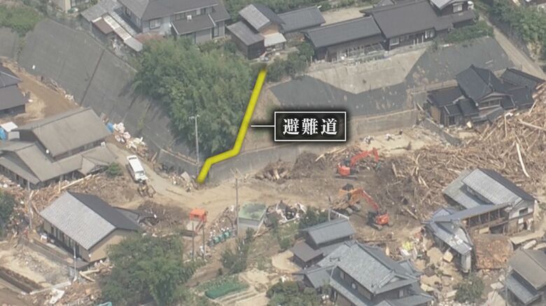 1本の避難道に住民を誘導　村上市小岩内地区（8月11日）