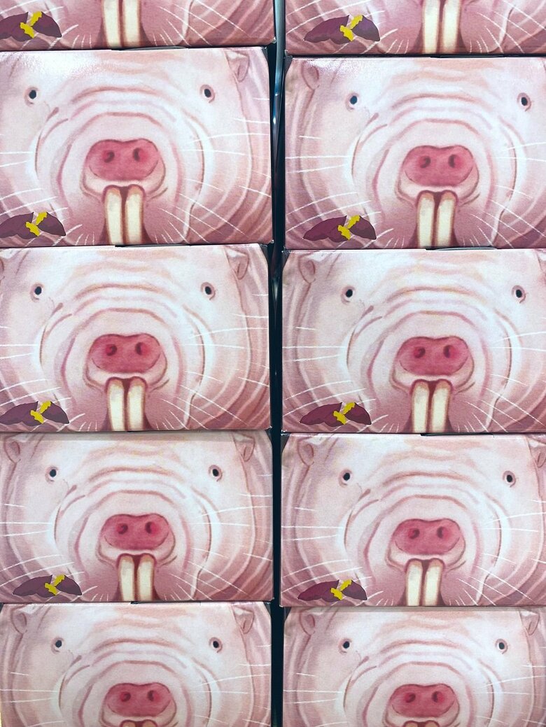 箱の横側にはアップの顔が！　提供:AQUARUMU×ART átoa