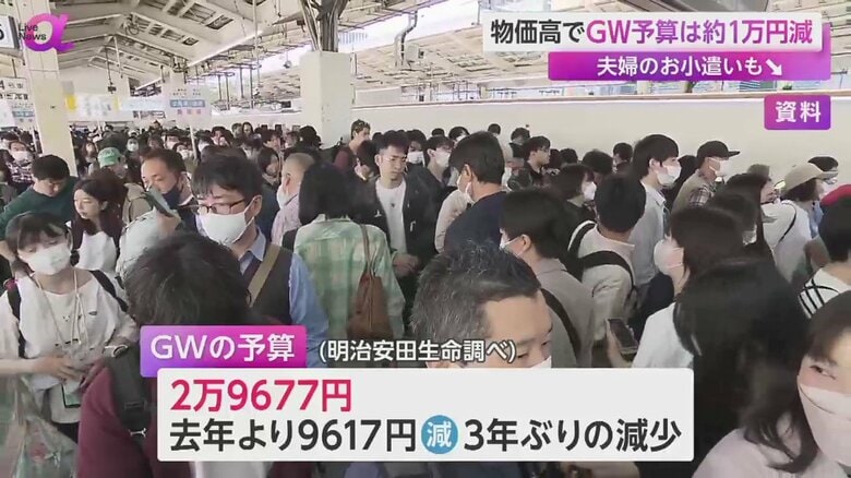 混雑する電車のホーム