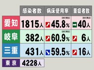 東京は4228人,愛知と岐阜で過去最多…新型コロナ 東海3県の新規感染者数・病床使用率・重症者数