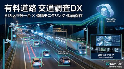 「有料道路」での交通量調査のデジタル化が本格始動。AIカメラ20台以上が車両の通過時刻・速度を可視化。