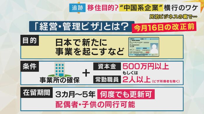 「経営・管理ビザ」の取得が目的か