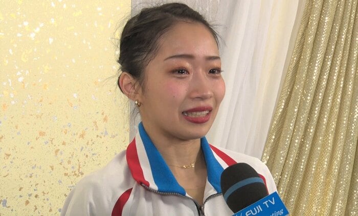 全日本(2019年)のフリー後に涙を流す新田谷凜