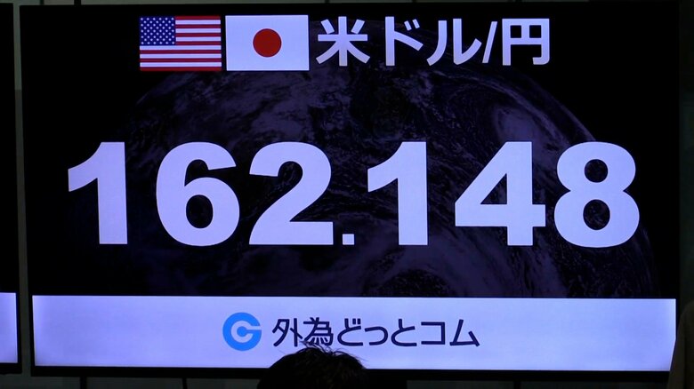 【速報】1ドル162円台まで下落　円相場が39年半ぶりの円安ドル高水準に｜FNNプライムオンライン