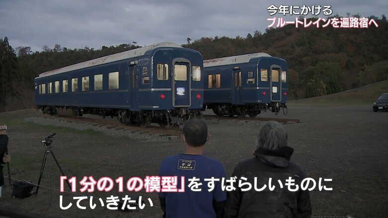 ブルートレインの姿を見つめる2人