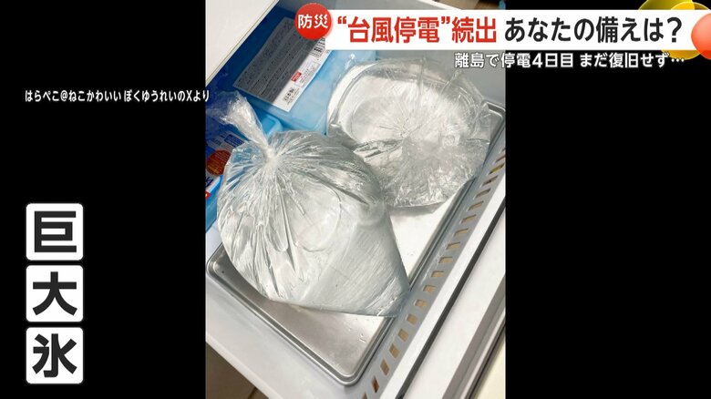 SNSで話題の“巨大氷”（はらぺこ＠ねこかわいいぼくゆうれいのXより）