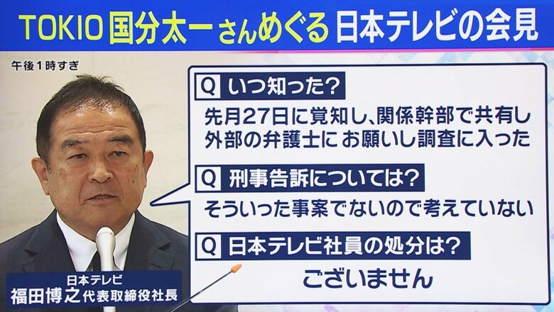 日本テレビの会見内容  関西テレビ「旬感LIVEとれたてっ！」