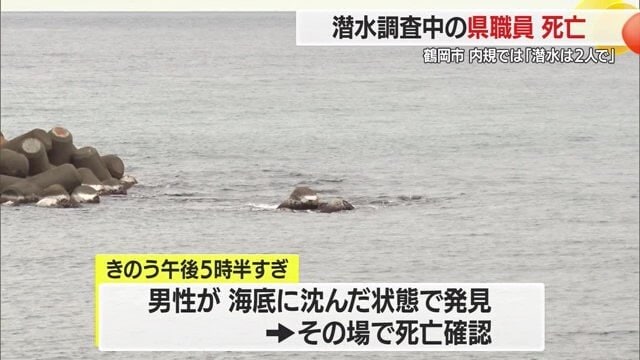 海に沈んだ状態で発見された調査員は、その場で死亡が確認された