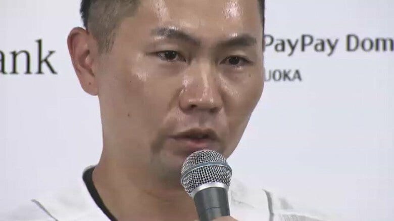 【一問一答】涙浮かべる場面も…ホークス中村晃選手が引退表明「家族に相談せず自分で決断」直後に伝えた2選手の名前　福岡｜FNNプライムオンライン