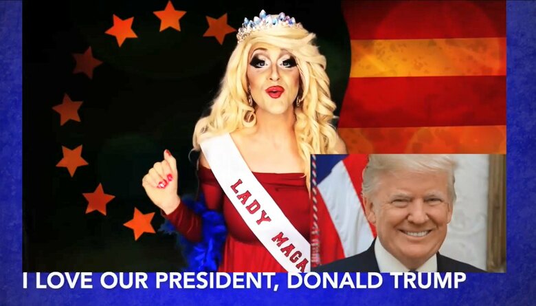 トランプへの支持をSNSでアピールするレディー・マガ・USAさん