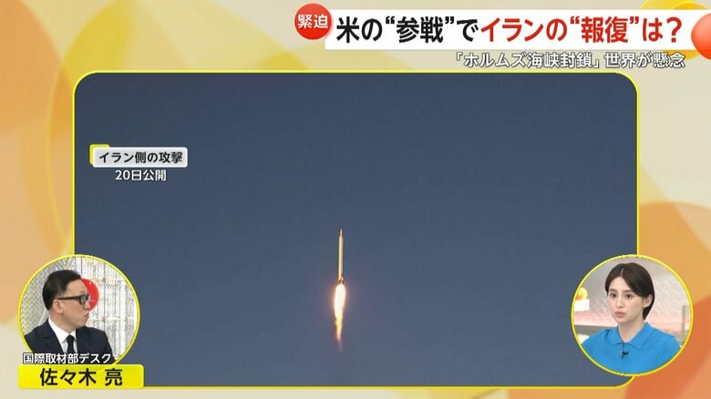 イランの報復攻撃で発射されたミサイル