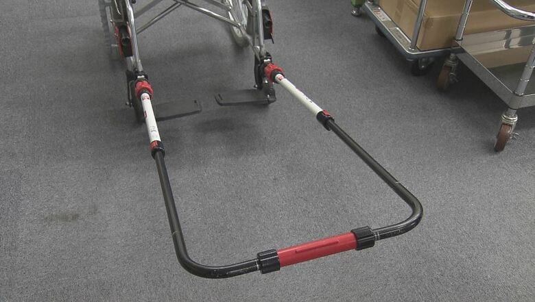 車いすに「JINRIKI」を装着