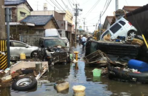 東日本大震災での津波被害の様子